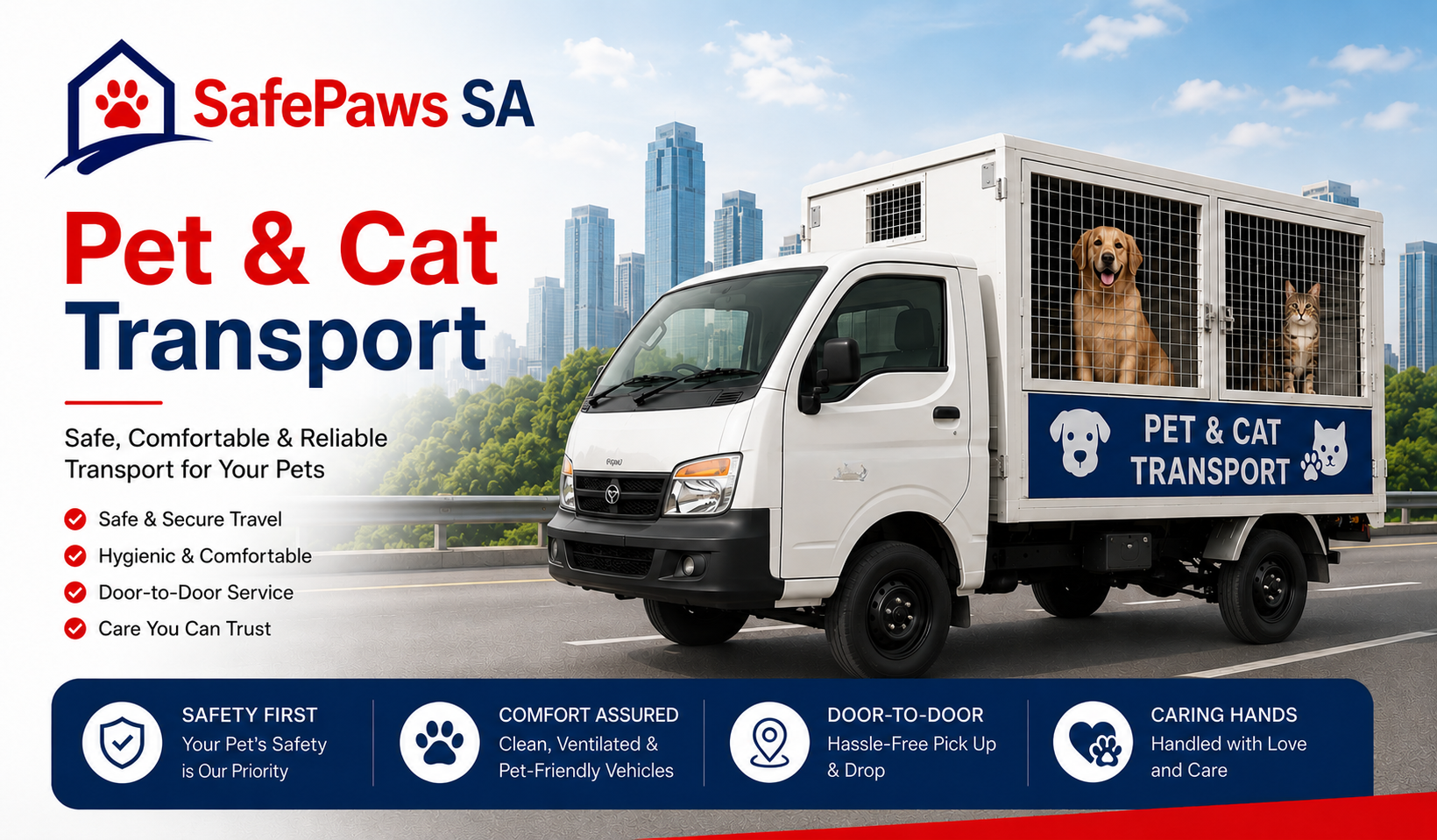 Happy pets ready for transport